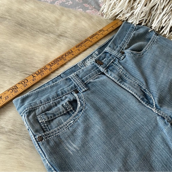 M. GORDON Jeans W34xL30 Distressed Holes Light Wash Stretch White Stitching - Picture 6 of 14